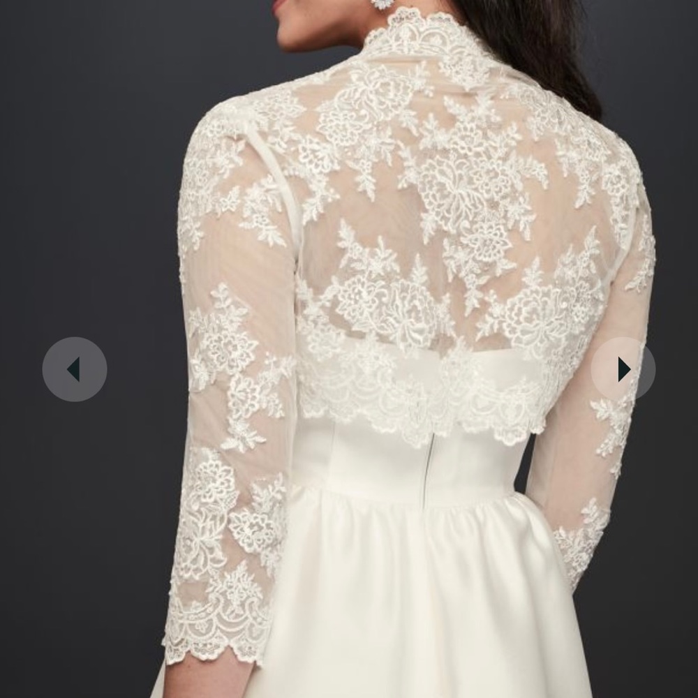 Sequin &  Lace Jacket Three-Quarter Sleeves Bridal White Never Worn